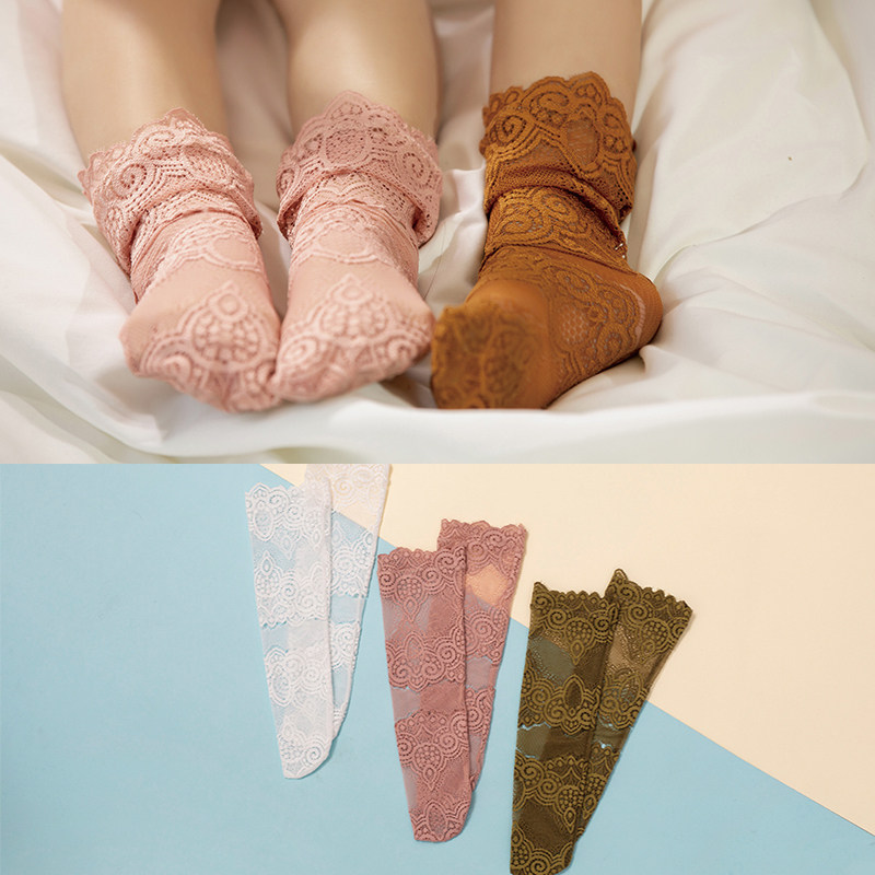 蕾丝公主女童堆堆儿童中筒筒袜春夏季镂空花边儿童袜子016岁
