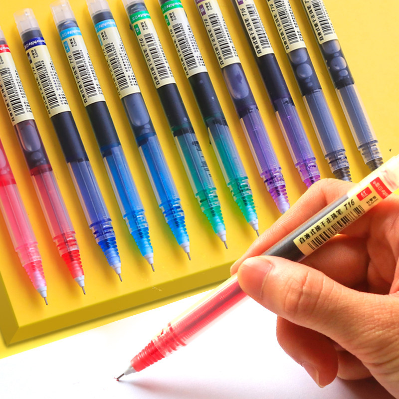 白雪少女红笔红色走珠笔糖果色手账笔针管水笔黑色中性笔