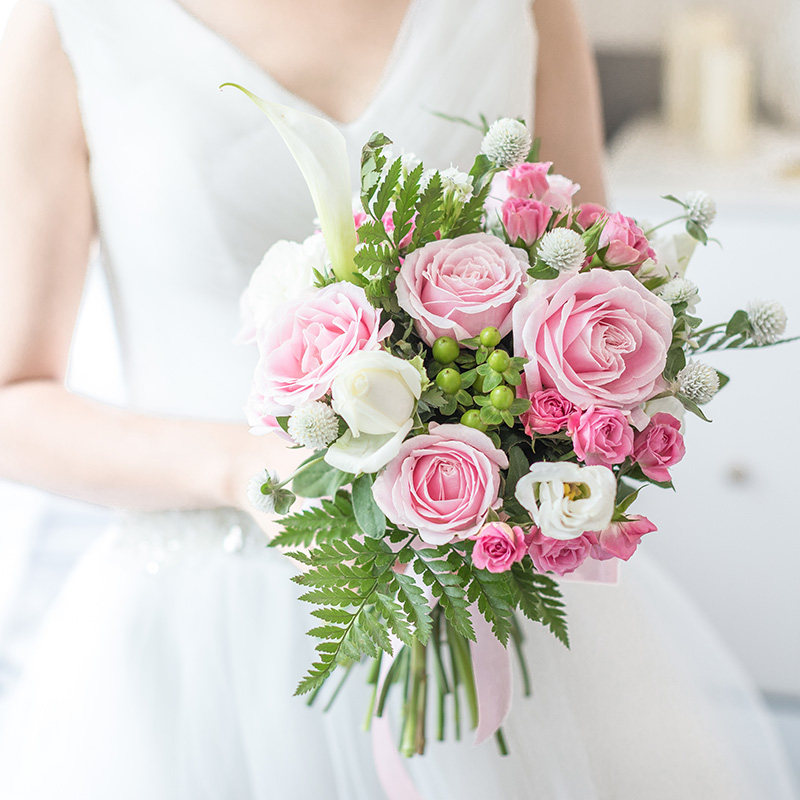 婚礼深圳鲜花花球手捧花真新娘结婚高档韩式新娘手捧花