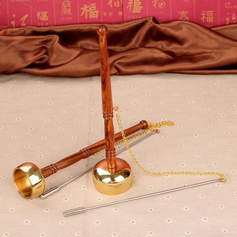 欧圣英 黄铜引磬 风水摆件佛教演奏法会用品家居装饰工艺礼品摆设