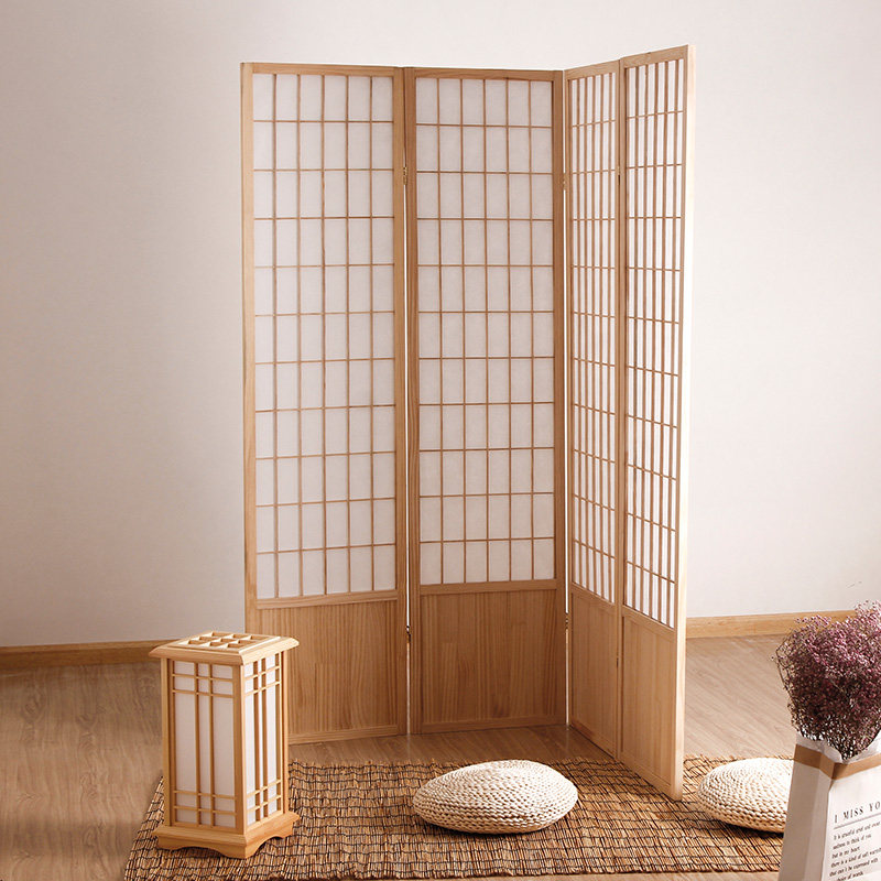 升级实木日式屏风折叠移动摄影背景料理隔断折屏