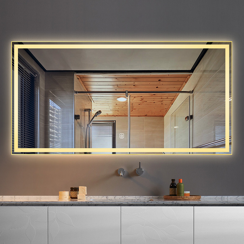 浴室镜子智能防雾镜带led卫生间带框简约防爆浴室镜