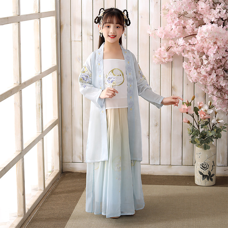 儿童宋制汉女童古装齐胸襦裙小女孩超仙唐装连衣裙唐装