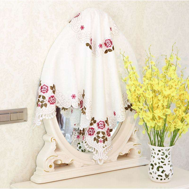布艺蕾丝梳妆台大镜子盖布欧式简约遮布蒙布卧室镜面防尘罩盖巾