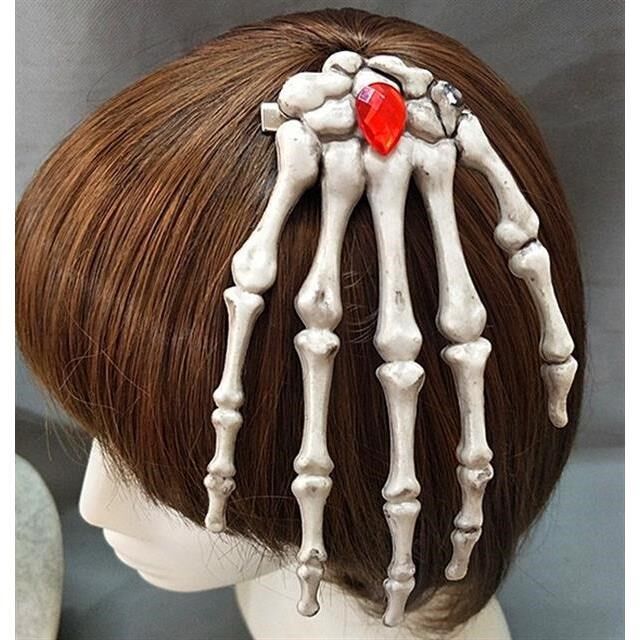 骷髅发夹手爪玫瑰少女鬼爪复古哥特暗黑发饰发饰