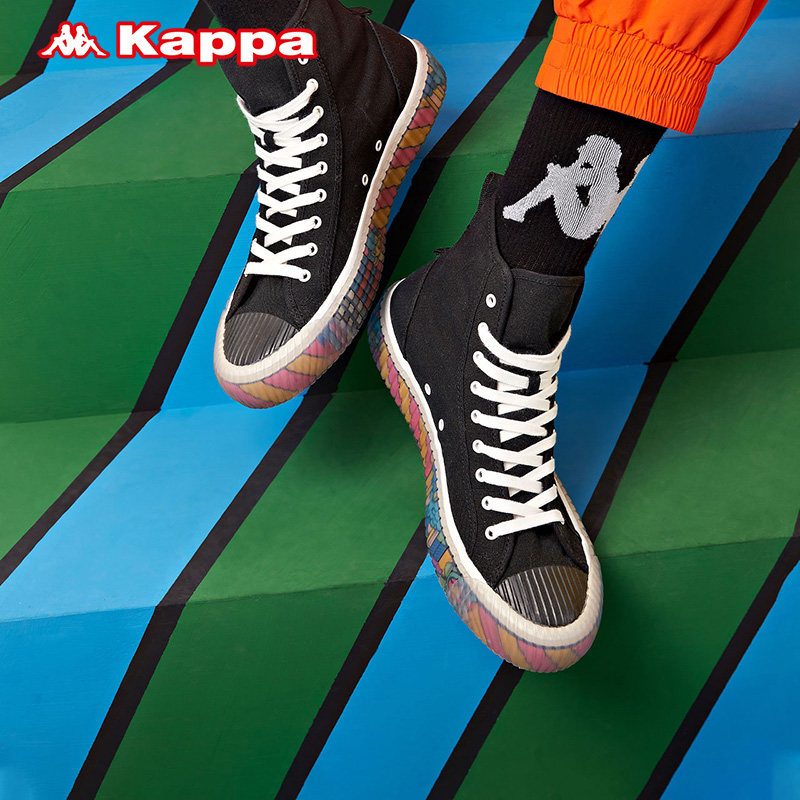 kappa卡帕outlets玩家艺术家联名彩虹板鞋情侣男女帆布鞋