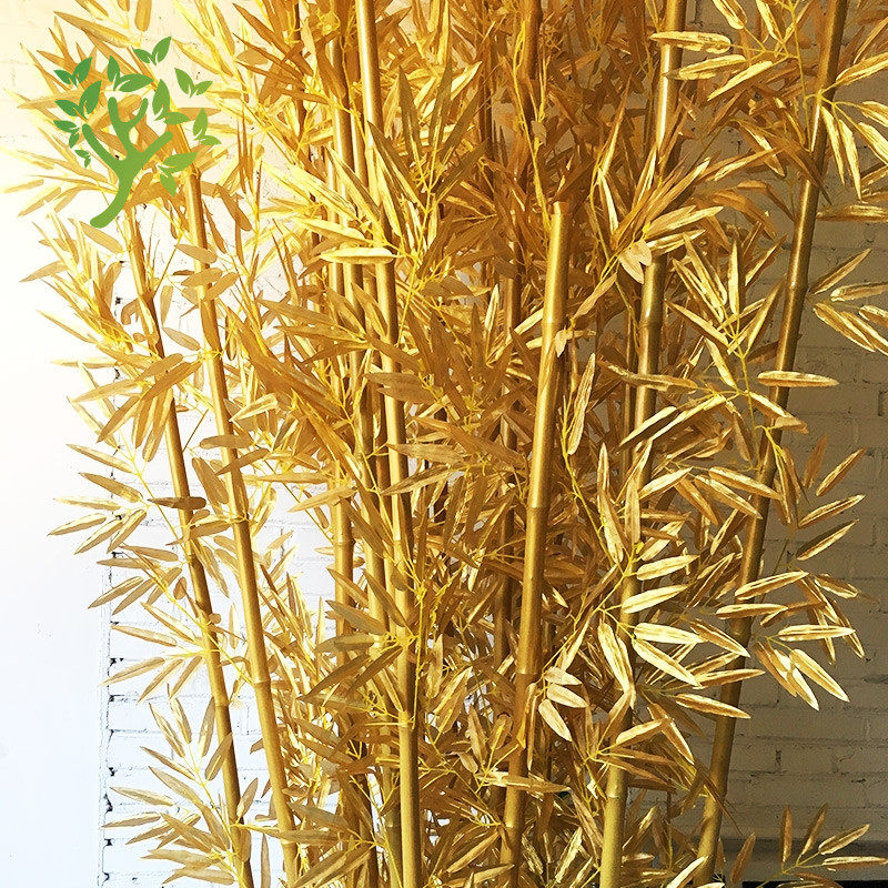 仿真金竹子人造金色竹子婚庆假室内装饰中式婚礼金竹道具隔断植物