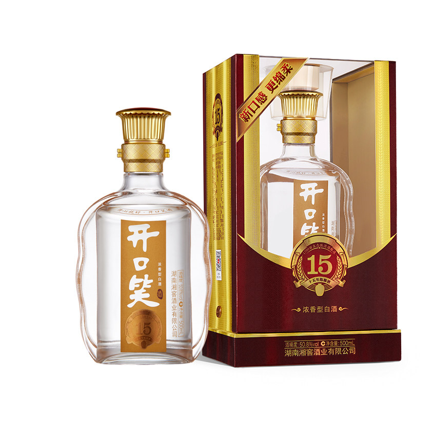 酒厂直供开口笑15年508度500ml浓香香型白酒单瓶国产白酒
