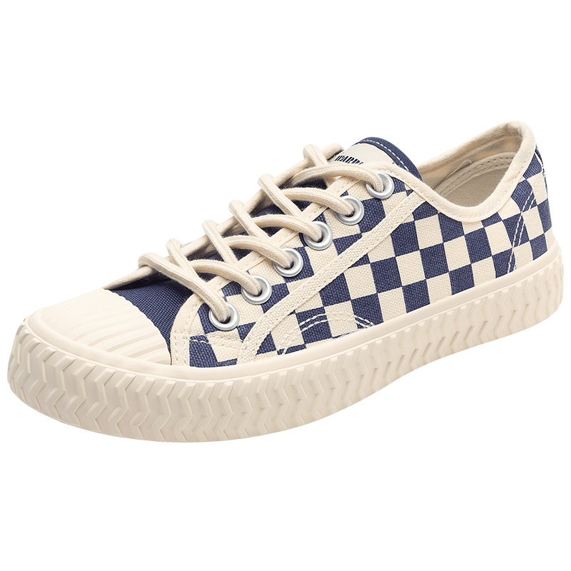 回力女鞋棋盘格帆布布鞋饼干2022春季新款经典帆布鞋
