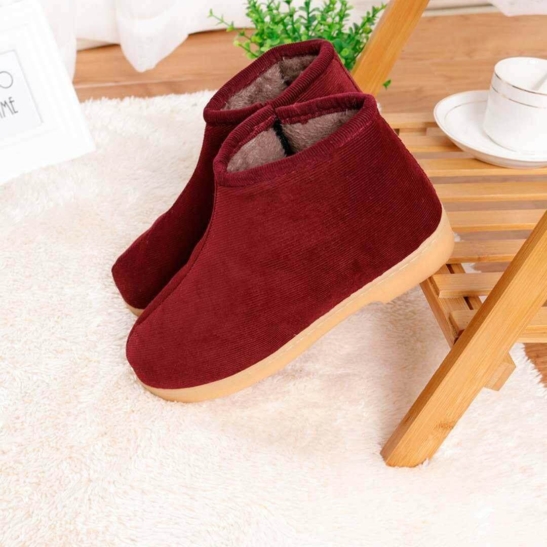 棉鞋传统绒加布棉鞋老人防滑厚底鞋加暖窝窝家保高帮鞋