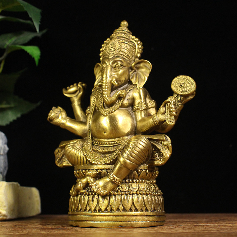 象神象鼻纯铜摆件泰国财神招财泰式会所店铺摆件