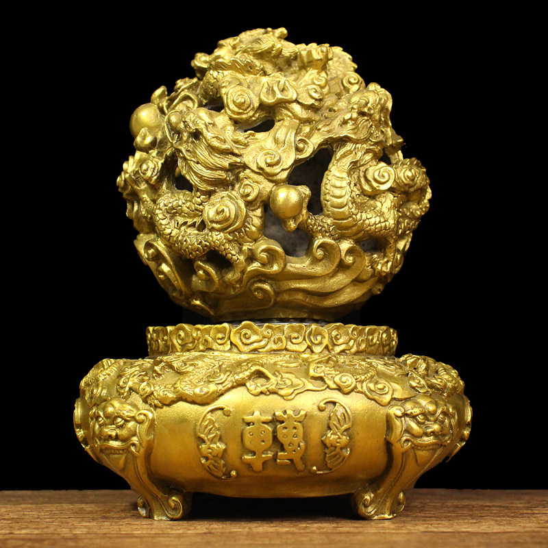 纯铜扭转乾坤摆设风水店铺家居龙鼎九龙时来运转摆件摆件