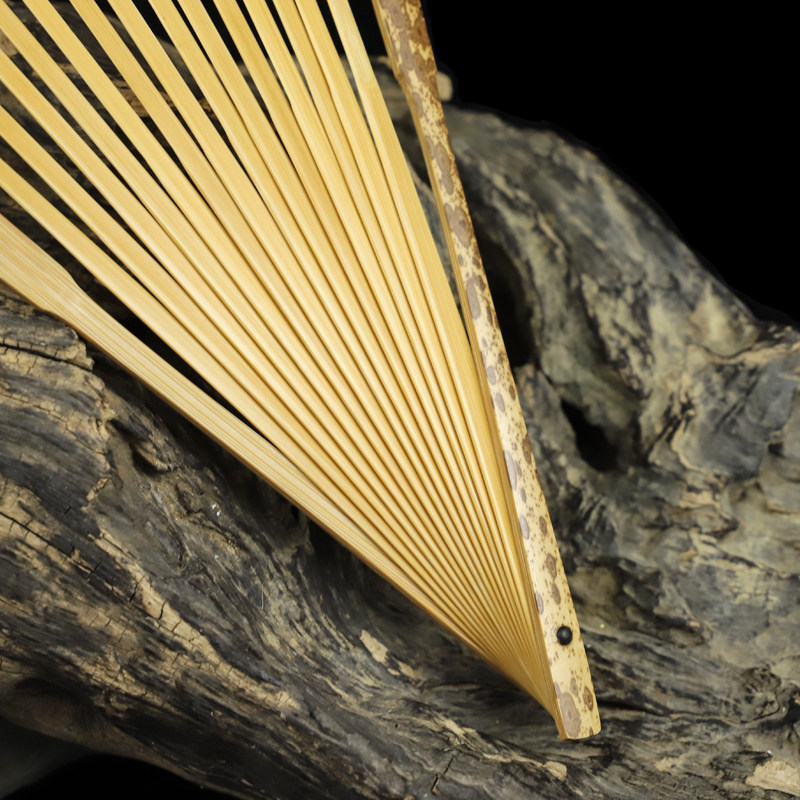 施贵妃扇子男文斑竹扇骨折扇手工梅鹿扇子