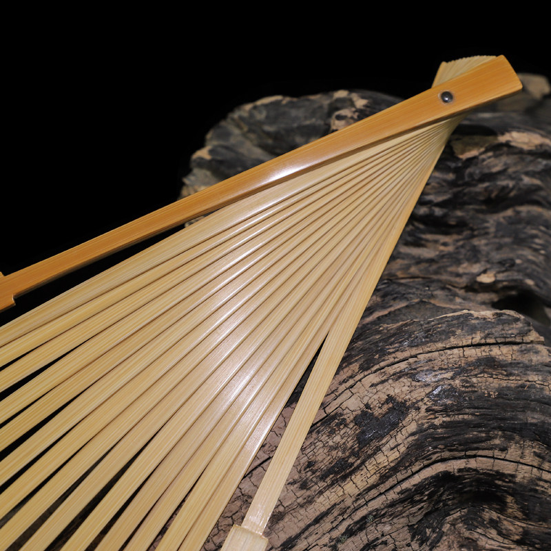 手工施贵妃青玉文玩国风中国骨古扇玉折扇玉竹扇子