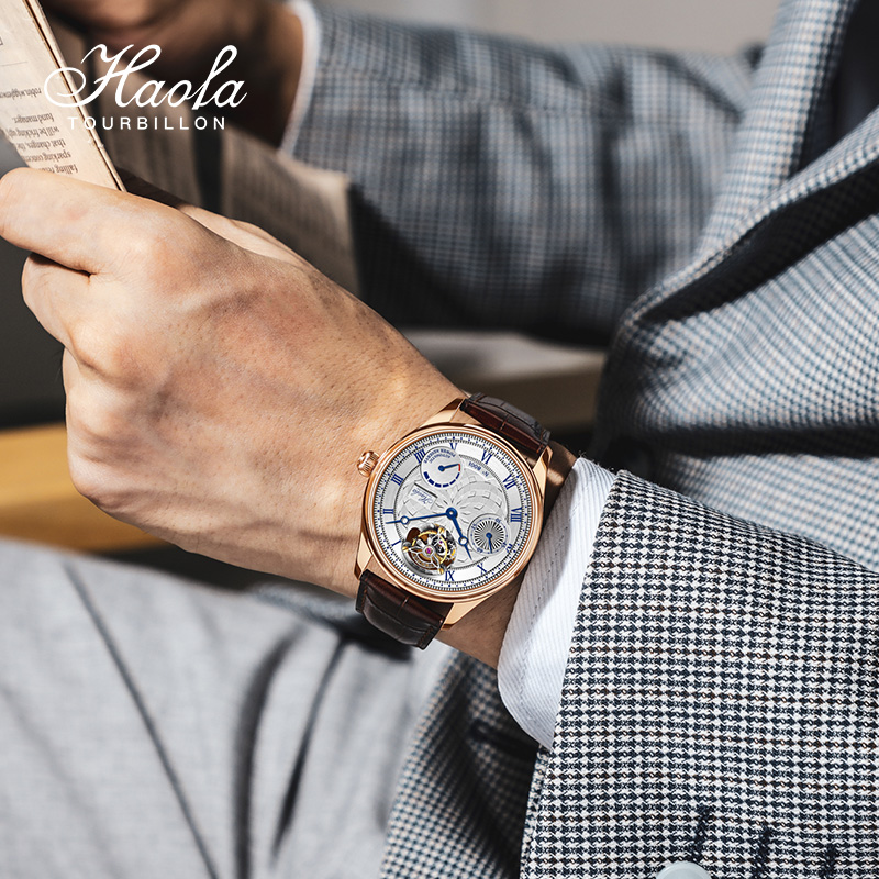 情人节礼物2022豪法新款男士全自动陀飞轮手表多功能镂空机械商务