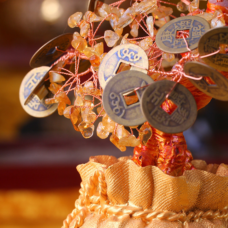 招财树水晶发财树摇钱树家居饰品转运招财聚财旺财客厅摆件