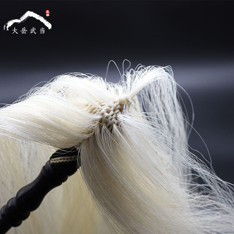 佛尘真马尾太极拂尘道教浮沉法器辟邪表演浮尘手工编织檀木柄扶尘