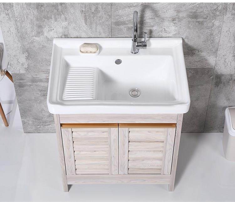 陶瓷柜台家用洗衣衣柜一体阳台台上搓板盆衣盆台一体成型式台盆