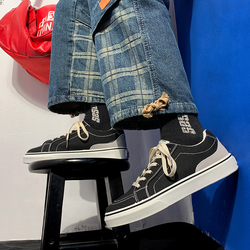 ins潮鞋子春季日系爆款帆布鞋男韩版潮流原宿港风休闲百搭滑板鞋