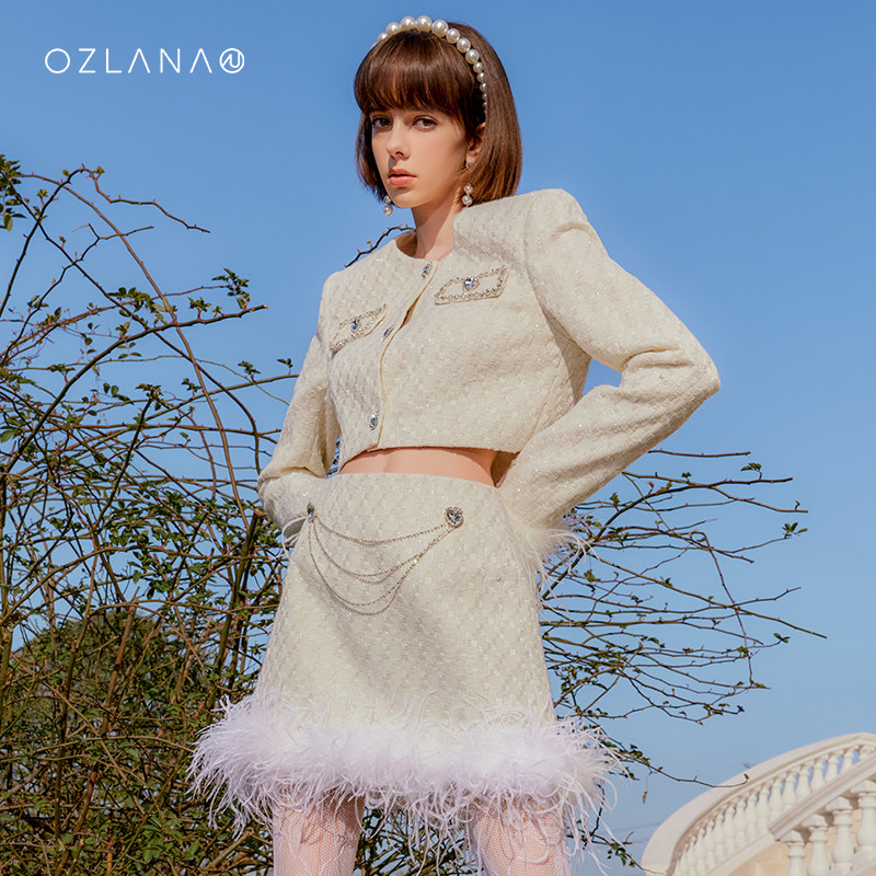 套装ozlana春季新品花呢爱心背心小香风高级吊带时尚套装