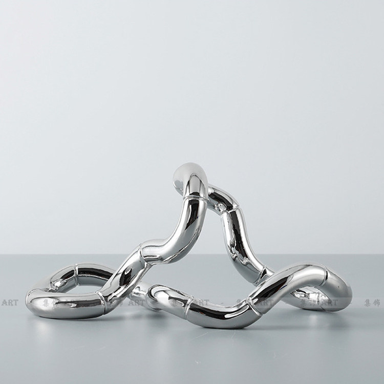 现代简约样板房几何轻奢摆件环形曲线雕塑静物摆设摆件