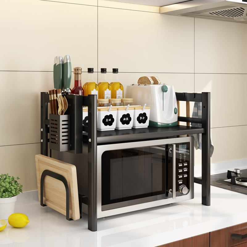 厨房微波炉置物架烤箱架子可伸缩双层台面多功能家用厨房置物架