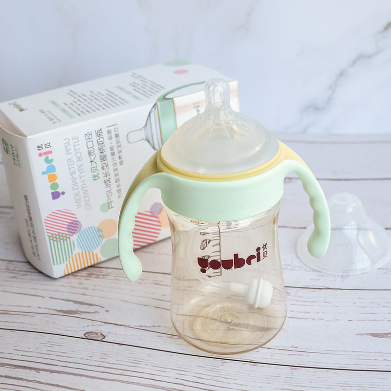 优贝youbei大宽口径ppsu新生母乳胀气防摔防呛奶瓶