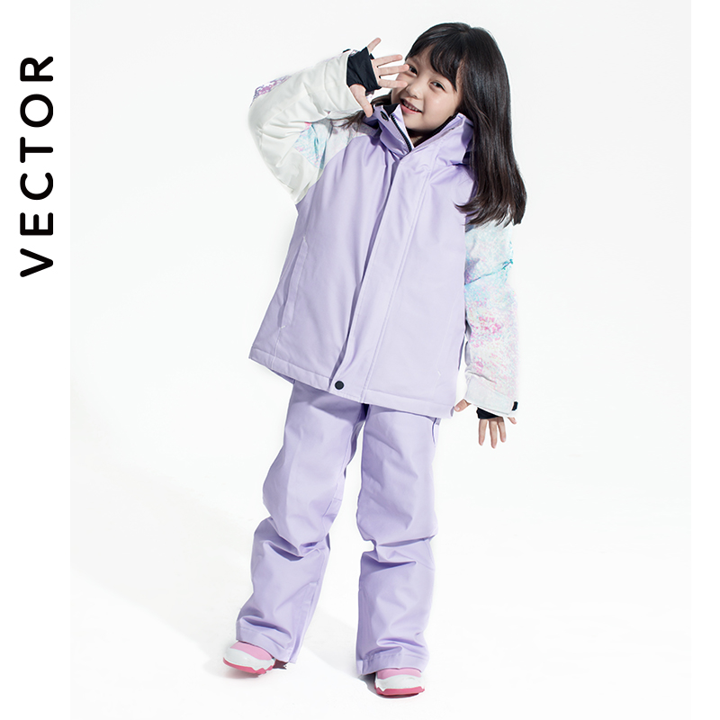 VECTOR滑雪服儿童女套装防风防水单双板中大童分体上衣外套滑雪裤