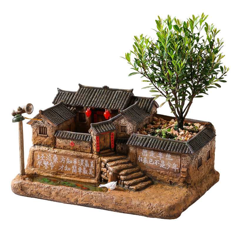 赤楠盆景植物客厅云竹小盆栽微景观造景绿植办公桌老房子模型摆件