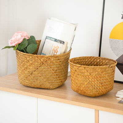 纯手工海草编织筐藤零食竹编储物篮复古爱小篮子其他收纳篮