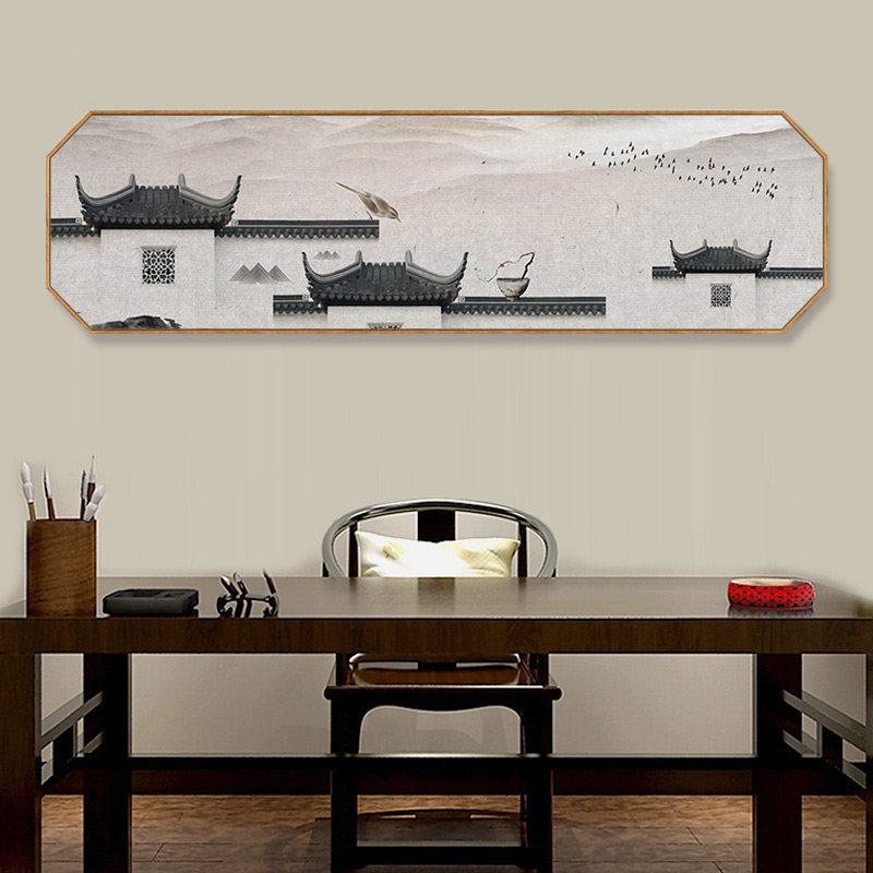 古风古建筑城墙故宫新中式卧室床头装饰画客厅沙发背景墙茶室挂画