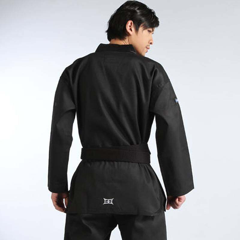 瑾然条纹跆拳道道教练黑色成人成年跆拳道服