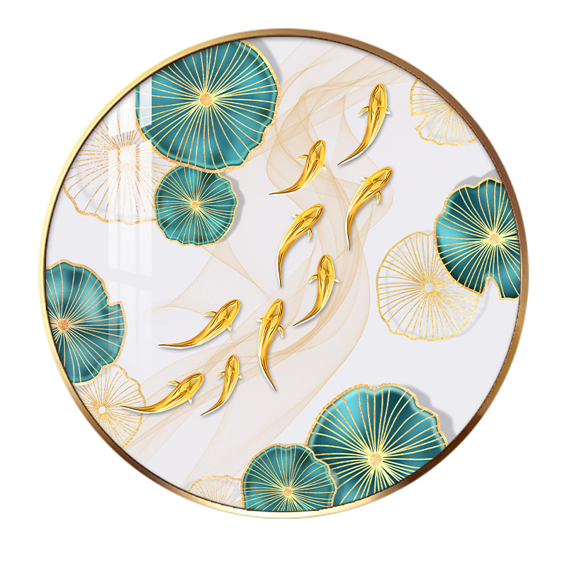 轻奢餐厅装饰画现代简约饭厅装饰单幅创意挂画圆形现代装饰画