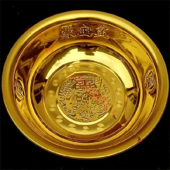 结婚铜盆金黄聚宝盆加厚金盆纯铜紫铜黄铜盆子脸盆