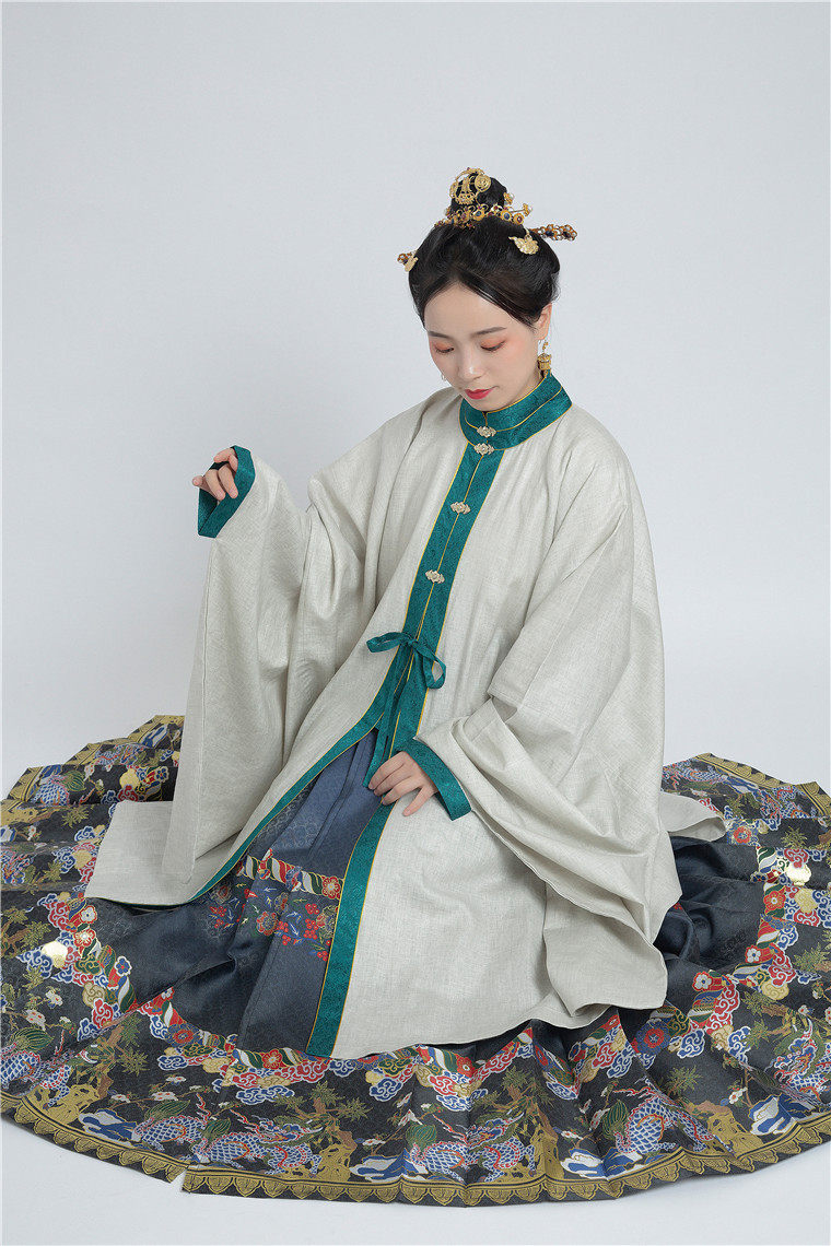 褍正记 款冬 棉麻立领对襟中长款袄 &短袄 明制汉服