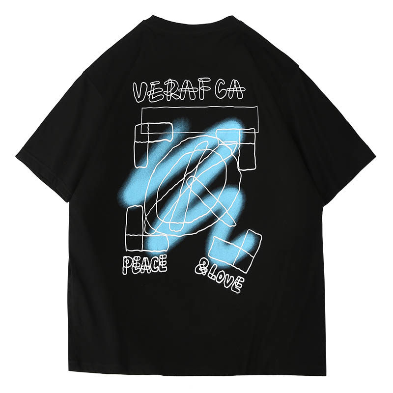推荐verafca夏季情侣装喷漆反战男t恤