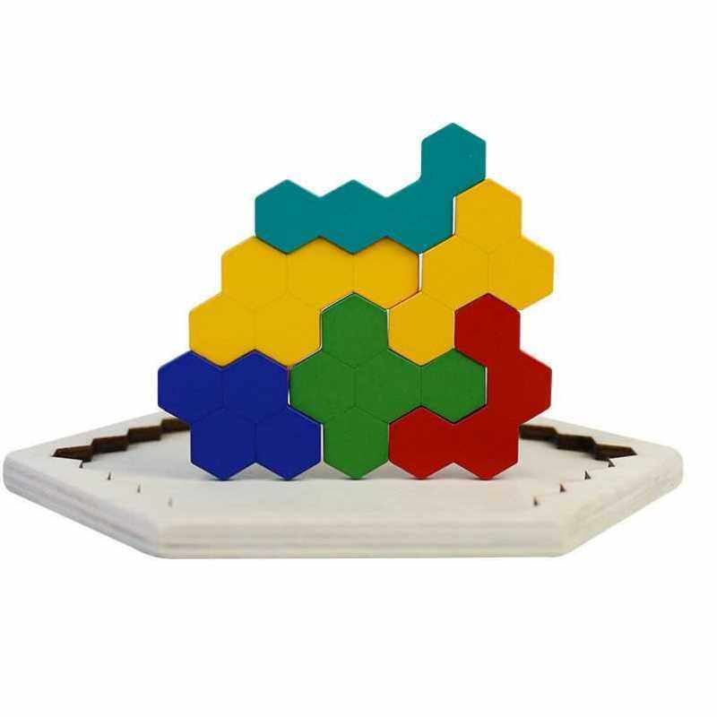 蜂窝百变拼图磁力木制拼板益智玩具幼儿园动手拼图