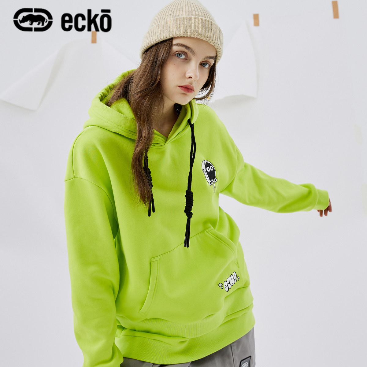 ecko犀牛潮牌2022春季新款时尚个性两件刺绣卫衣