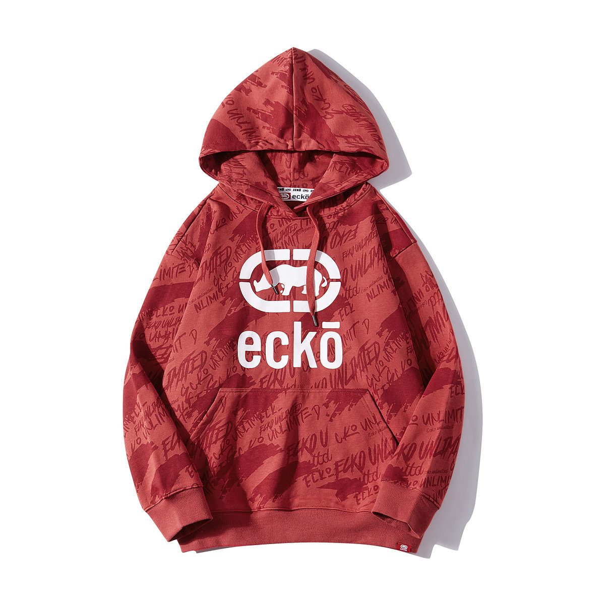 vava同款ecko犀牛潮牌秋季新款暗纹印花宽松卫衣