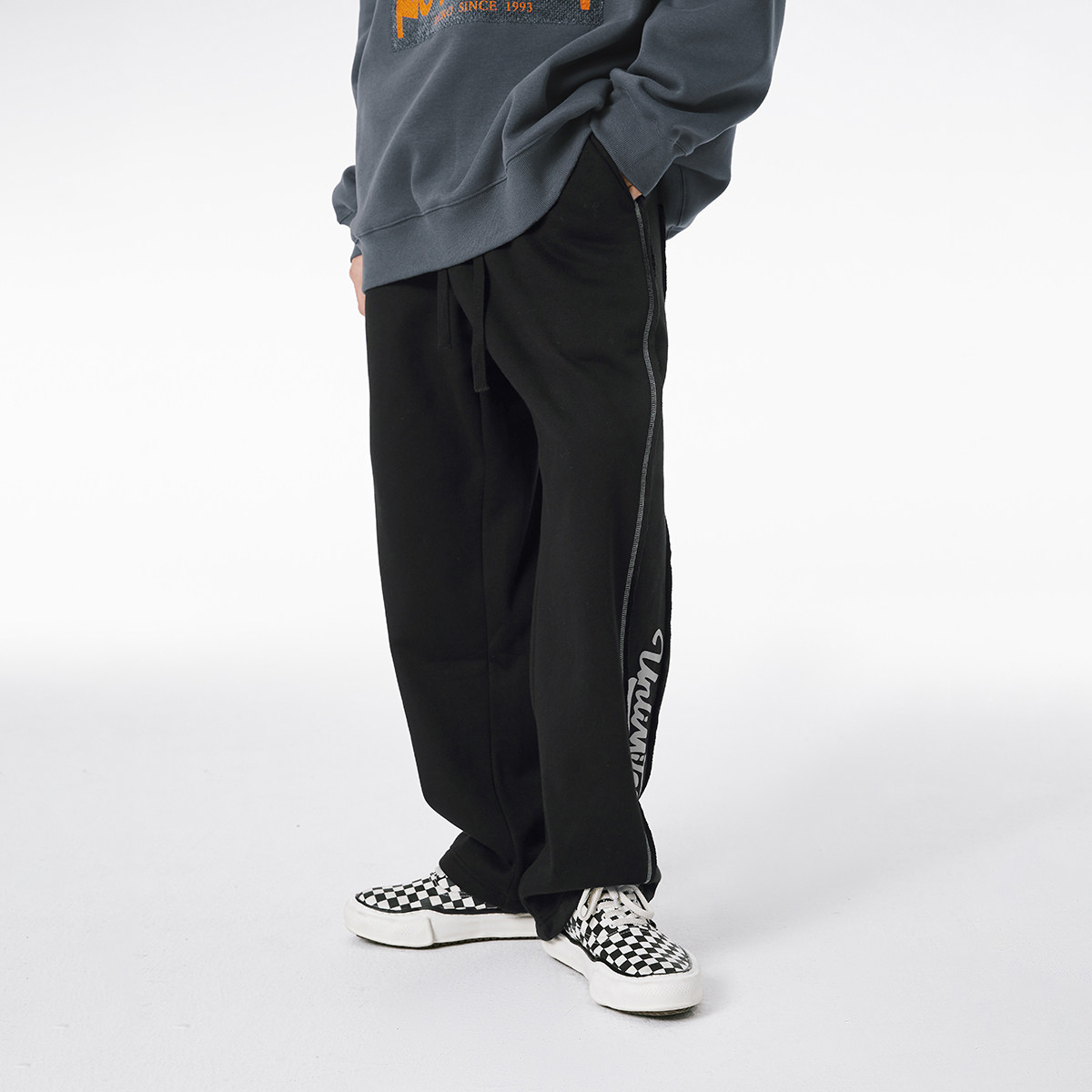 ecko犀牛潮牌2022冬季新款美式复古撞色拷边休闲裤