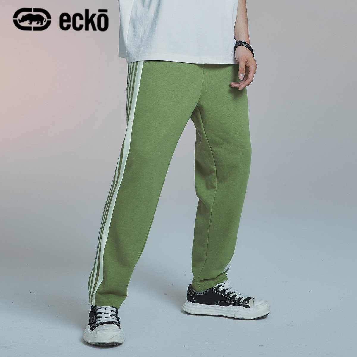 ecko犀牛潮牌2020秋冬新款排扣裤子百搭筒裤休闲裤
