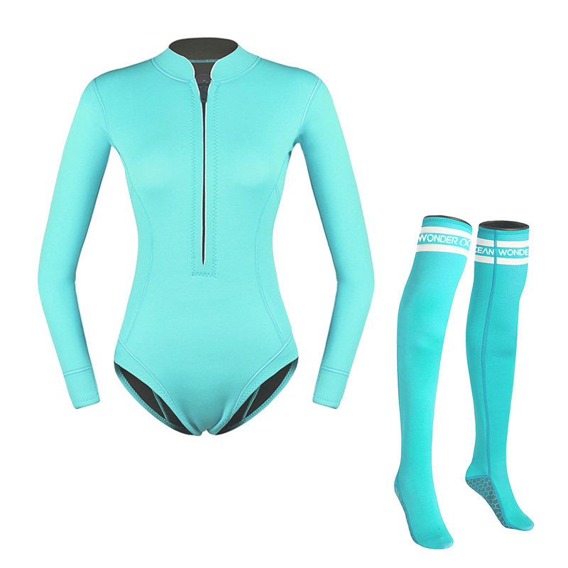 wonderocean潜水服女长袖分体沙滩袜防晒浮潜泳衣水母衣深潜湿衣
