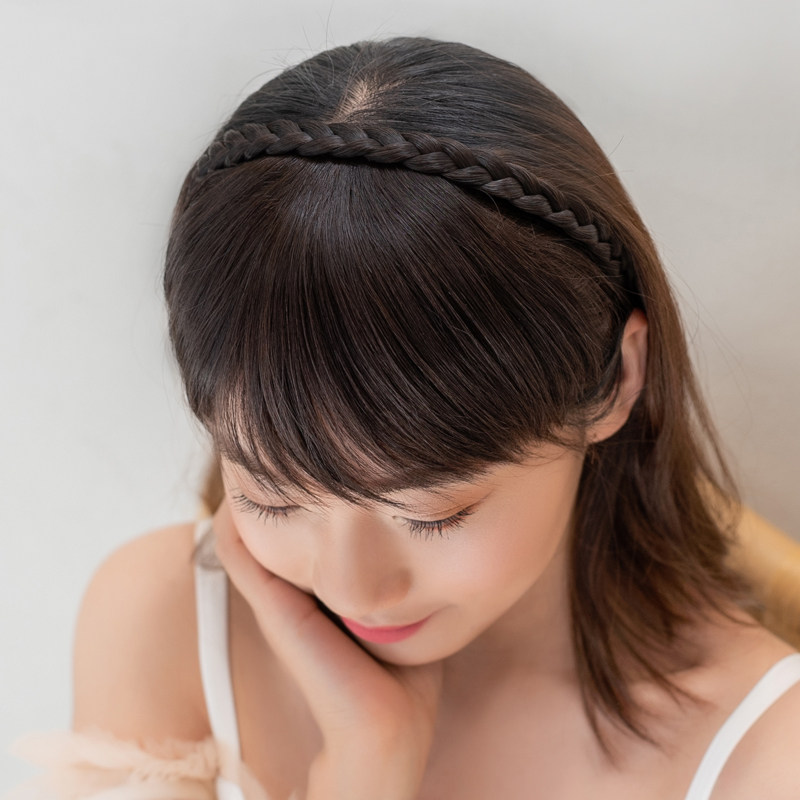 真发刘海发箍辫子碎斜刘海片麻花辫子发箍齐刘海修脸假头帘隐形