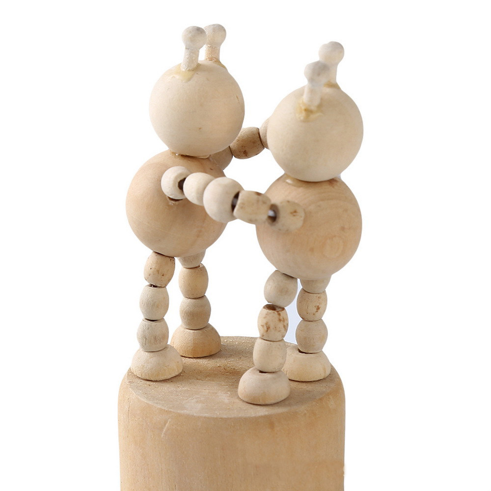 白坯木质机器人玩偶摆件手工diy木偶人涂色娃娃白模填色