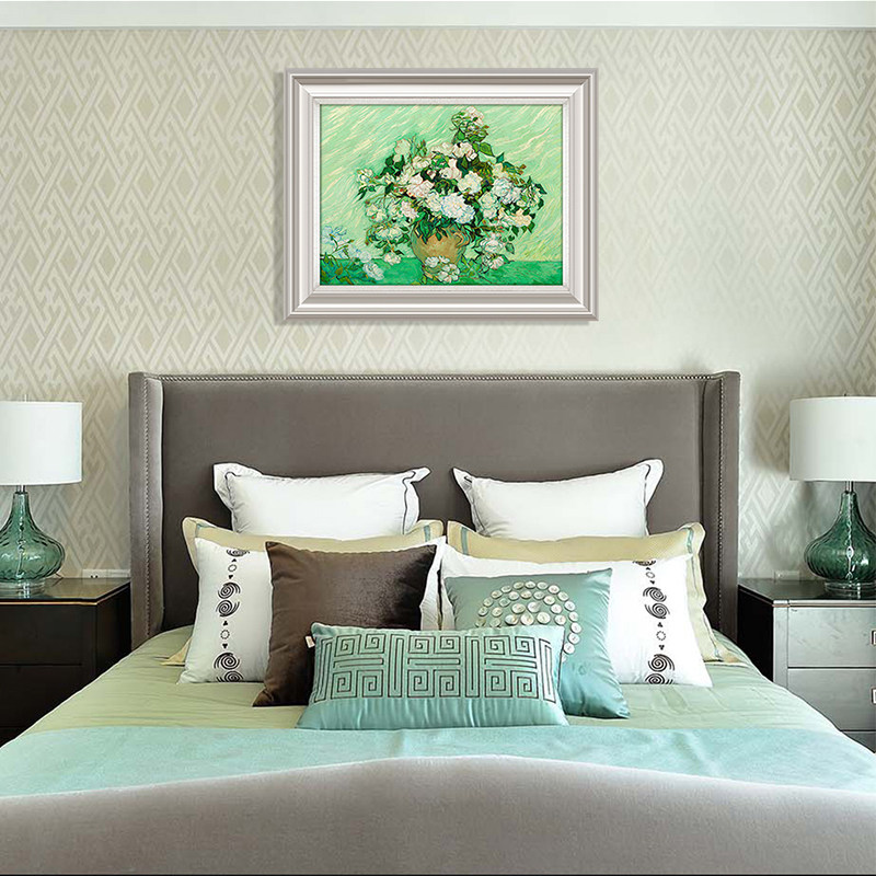 世界名画欧式油画卧室床头装饰画美式玄关壁画餐厅油画