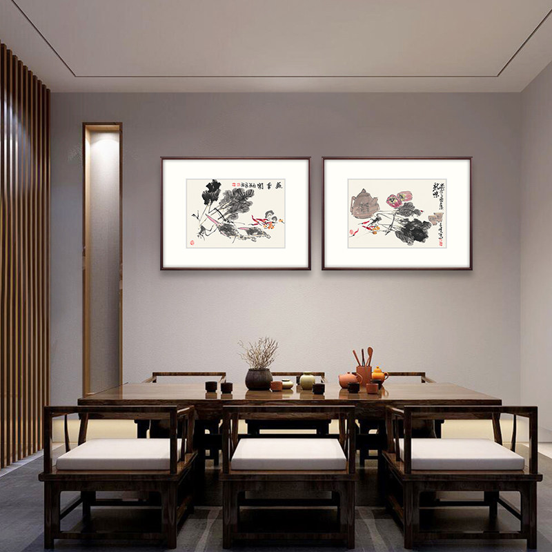 中式大写意组合装饰画静物国画水墨挂画新品餐厅国画