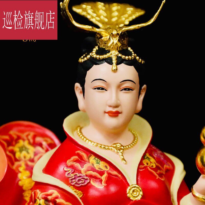 九天神像19英寸铜彩彩绘娘娘佛像玄女铜像圣母摆件