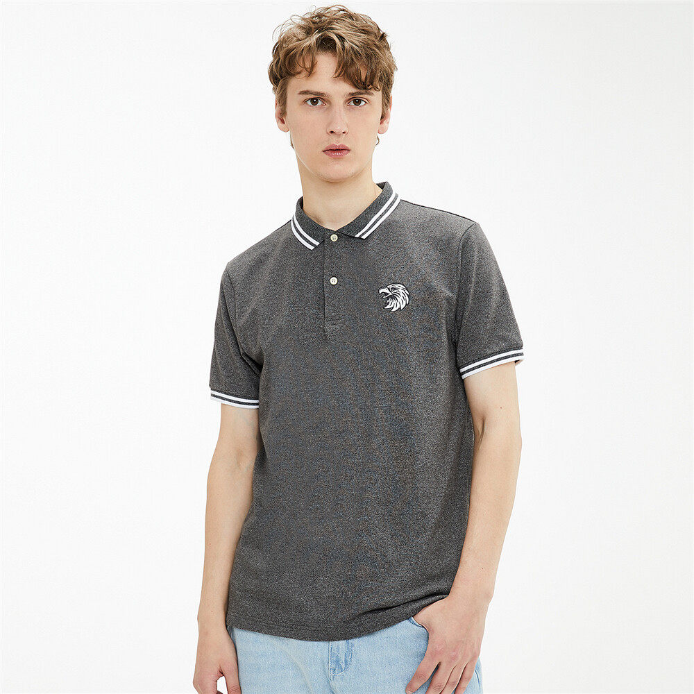 polo佐丹奴男夏翻领鹰头刺绣弹力珠地布休闲休闲polo衫