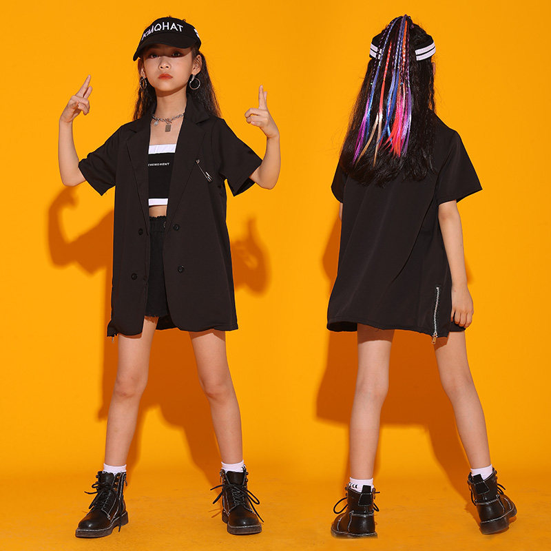 女童爵士舞服装少儿hiphop演出出走舞台西服套装儿童演出服