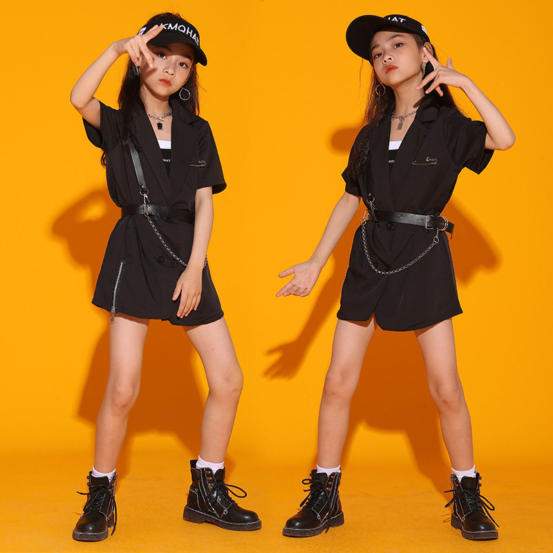 女童爵士舞服装少儿hiphop演出出走舞台西服套装儿童演出服